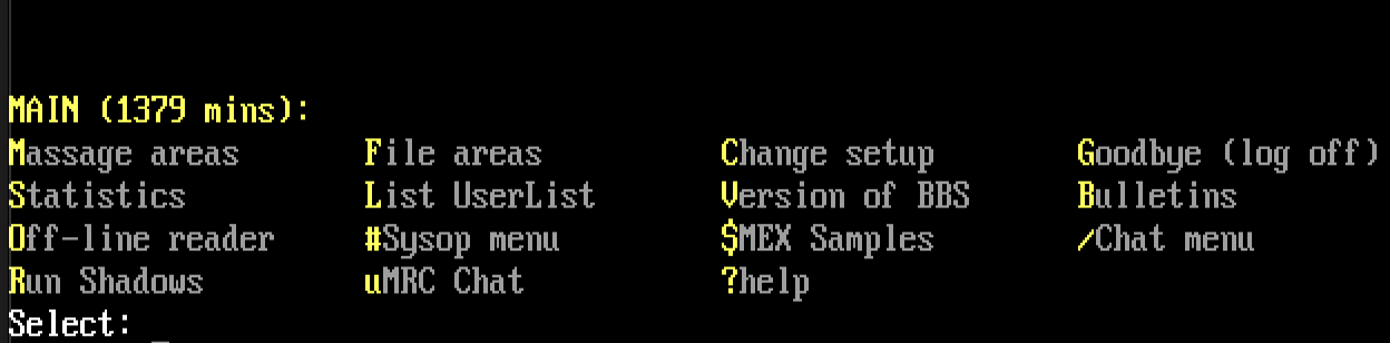 Main Menu after first login