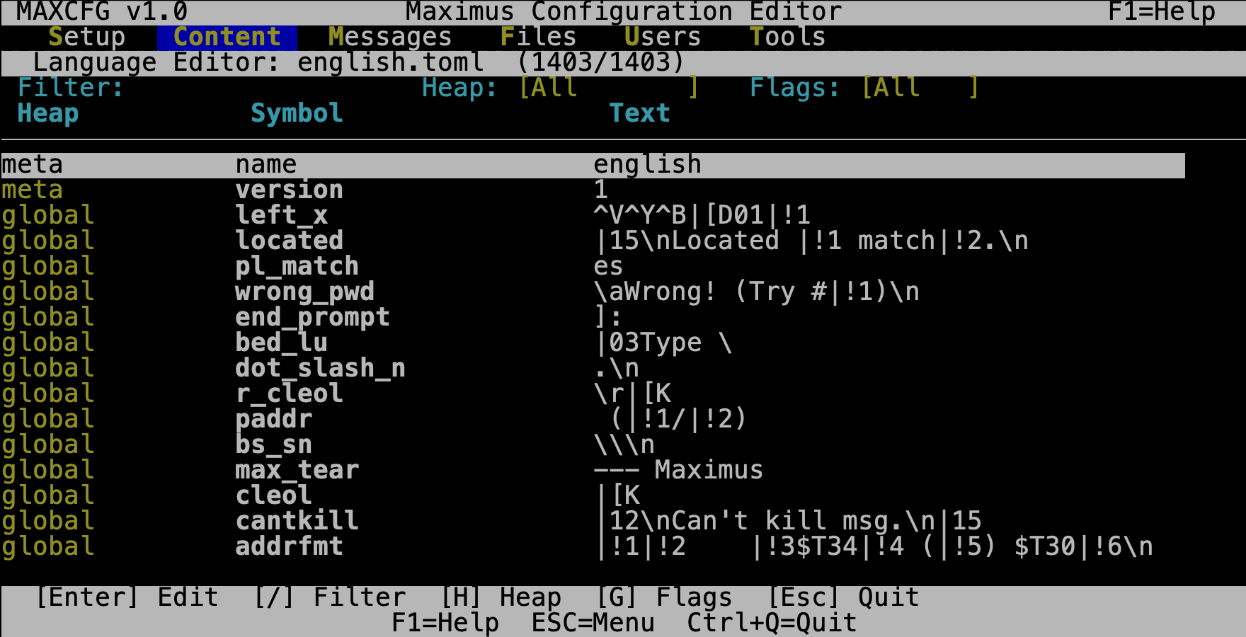 MaxCFG Language Browser