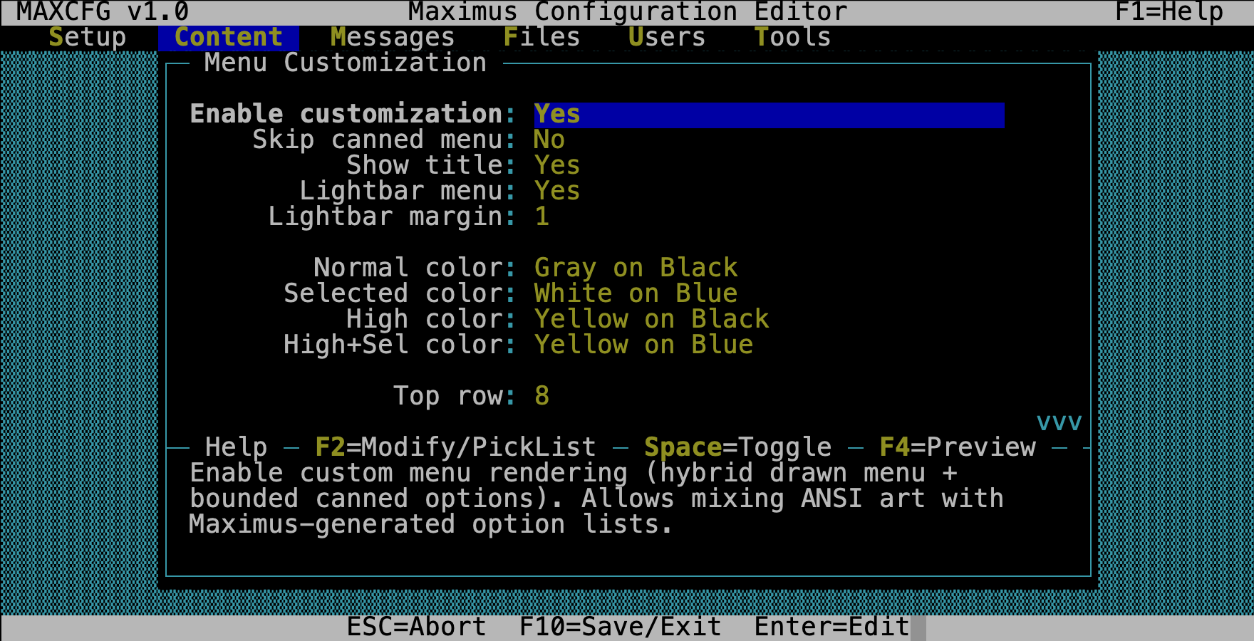 MaxCFG Menu Customization Form