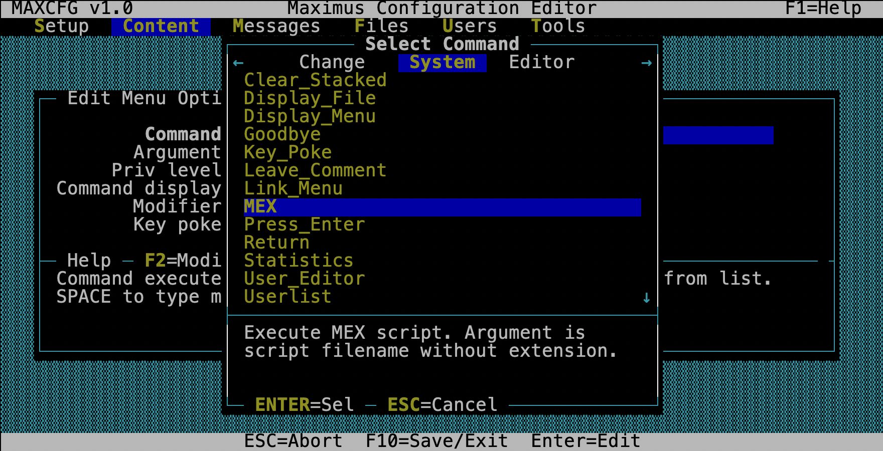 MaxCFG Command Picker