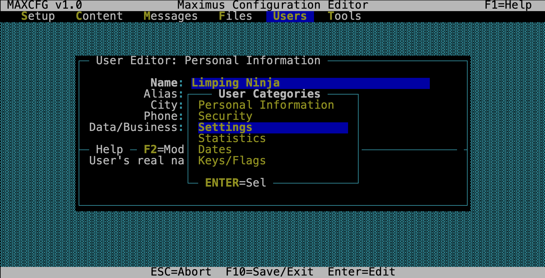 MaxCFG User Edit Category Picker