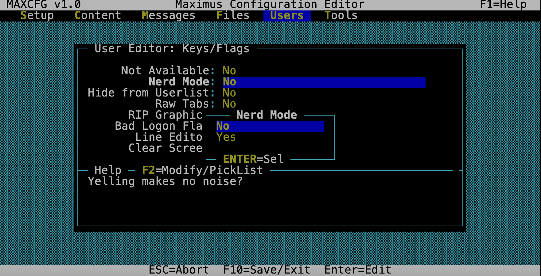MaxCFG User Keys/Flags Editor